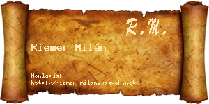 Riemer Milán névjegykártya